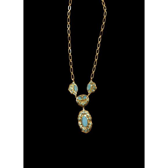 Kendra Scott 14k Gold Plated Montana Turquoise Statement Necklace NWT Rare - Picture 5 of 9